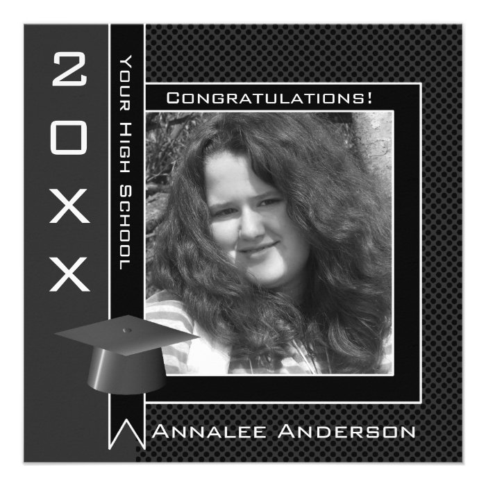 Polka Dot Graduation Invitation (Black And White)