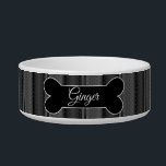 Polka Dot Gray and Black Stripes - DIY Name Bowl<br><div class="desc">Dog Dish. Polka Dot gray and black stripes - DIY Name. ✔NOTE: ONLY CHANGE THE TEMPLATE AREAS NEEDED! 😀 If needed, you can remove the text and start fresh adding whatever text and font you like. 📌If you need further customization, please click the "Click to Customize further" or "Customize or...</div>