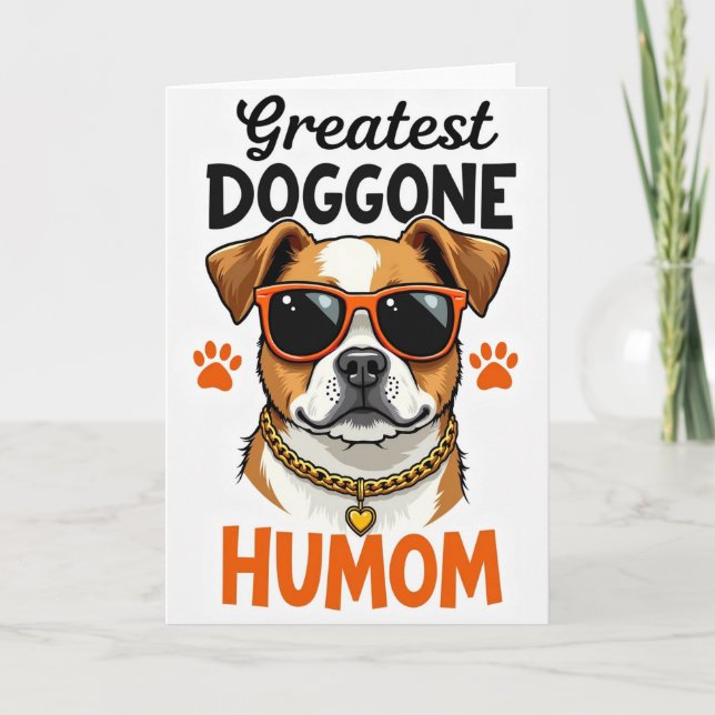 Polka Dot Greatest Dog Mom Card (Front)