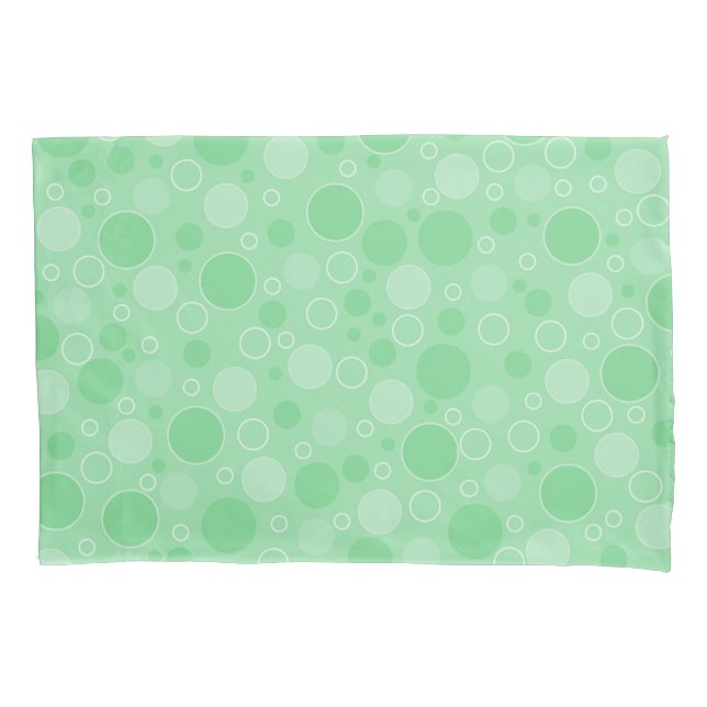 Polka dot green tones retro sixties pillow case (Front)