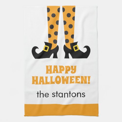 Polka Dot Halloween Witch Kitchen Towel