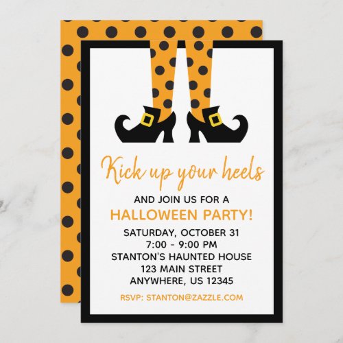 Polka Dot Halloween Witch Party Invitations