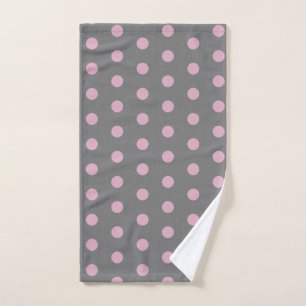 Polka Dot Hand Towel (Dark Gray & Soft Pink)