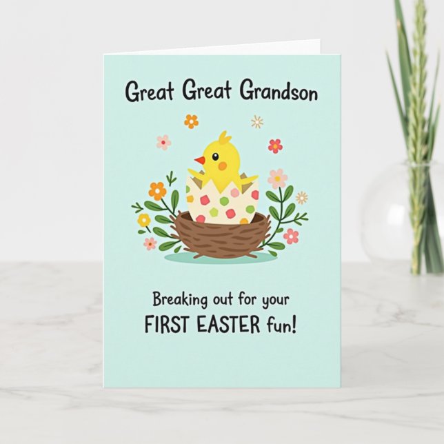 Polka Dot Hatchling Easter Card (Front)