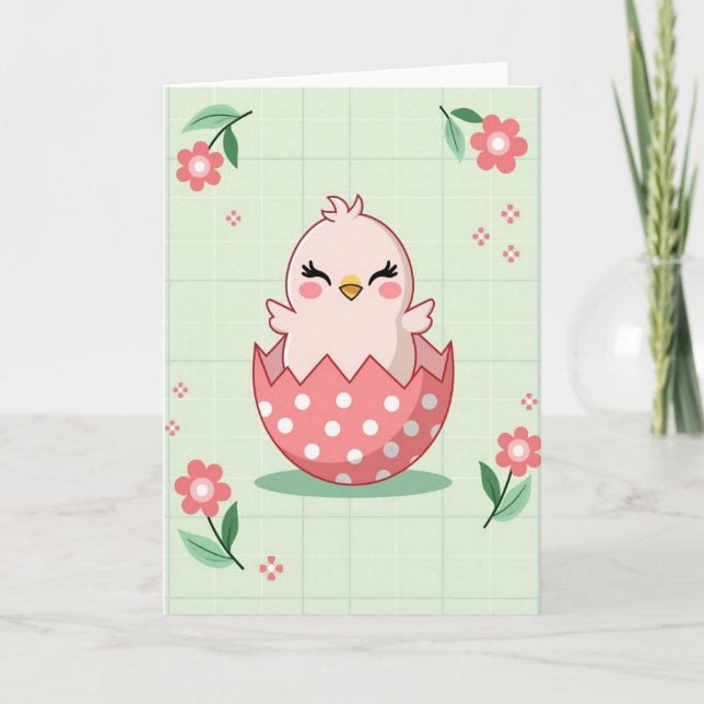 Polka Dot Hatchling Smile Card (Front)