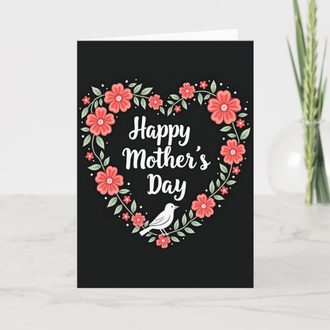 Polka Dot Heart Floral Card (Front)