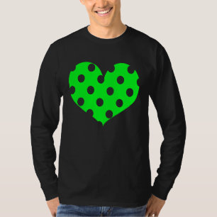 Polka Dot Heart Plain Color BRIGHT GREEN T-Shirt