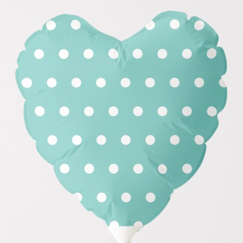 Polka Dot Heart Shaped Balloon Aqua  White