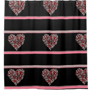 Polka Dot Heart Shower Curtain
