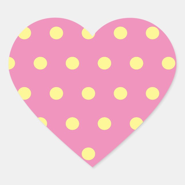 Polka Dot Heart Stickers (Pink & Soft Yellow) (Front)