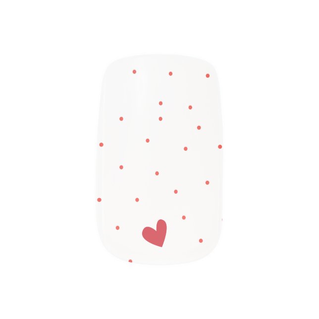 Polka Dot & Heart Valentine’s Day Nail Art (Left Thumb)