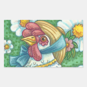POLKA DOT HEN, CHICKEN STICKERS Rectangle, Sheet