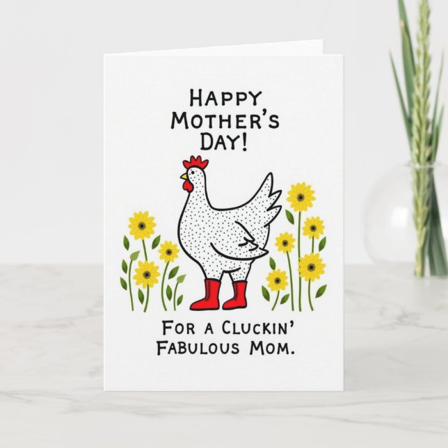 Polka Dot Hen Mothers Day Card (Front)