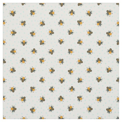 Polka Dot Honey Bees Antique White Fabric