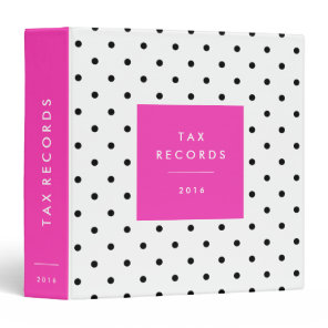 Polka Dot Hot Pink Tax Records Binder