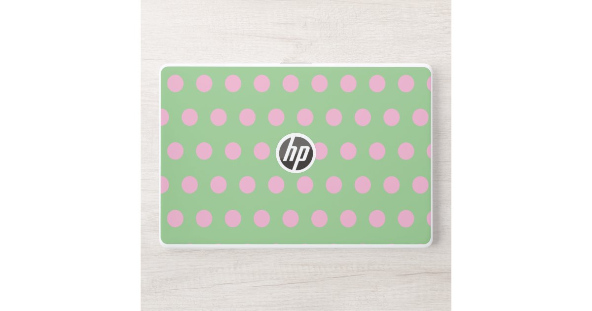 Polka Dot HP Laptop Skin (Sage Green & Pastel Pink | Zazzle