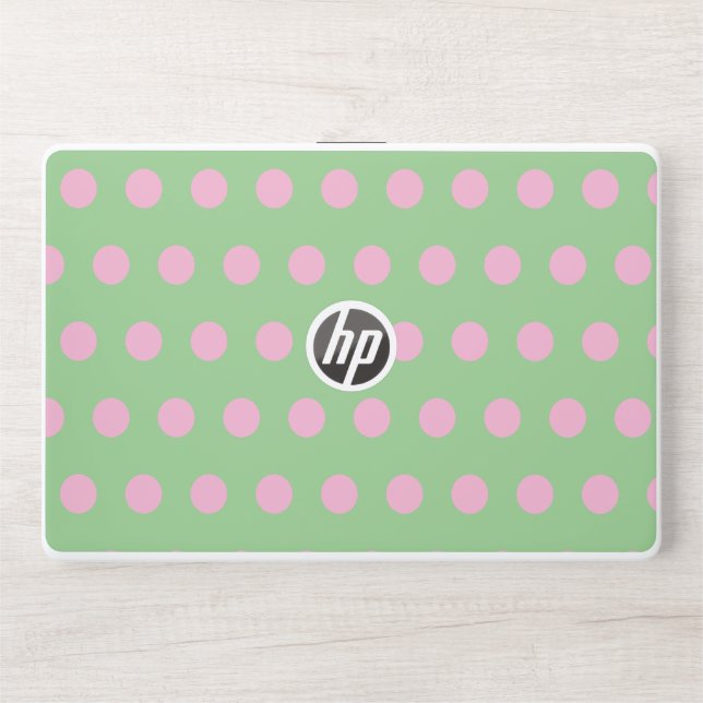 Polka Dot HP Laptop Skin (Sage Green & Pastel Pink (Front)