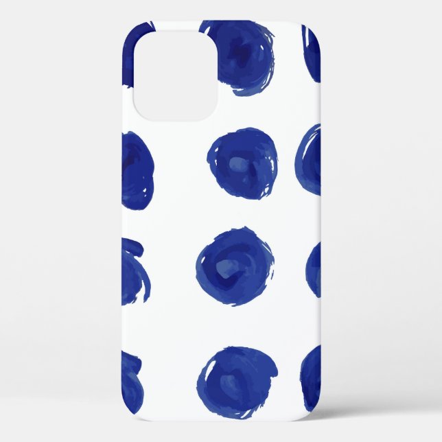 Polka dot, indigo blue watercolor. Case-Mate iPhone case (Back)