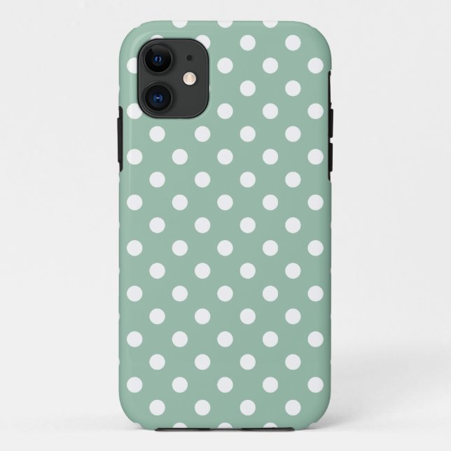 Polka Dot iPhone 5/5S Case in Grayed Jade Green (Back)