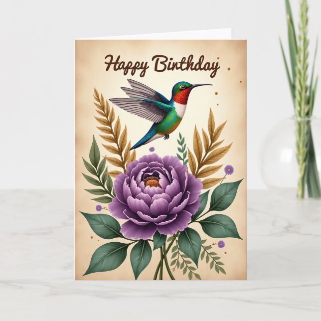 Polka Dot Iridescent Bird Card (Front)