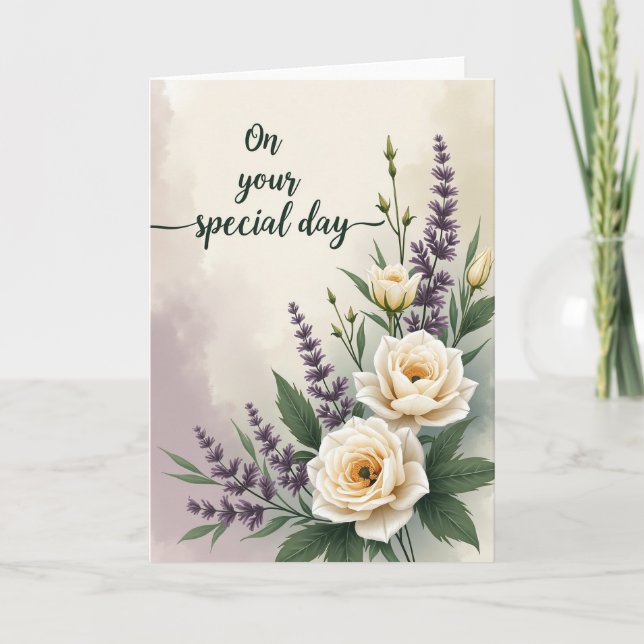 Polka Dot Ivory Bloom Card (Front)