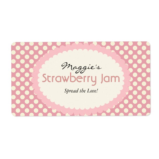 Polka Dot Jam Jar Labels, Custom Label (Front)