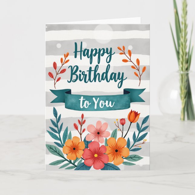 Polka Dot Joyful Teal Script Card (Front)