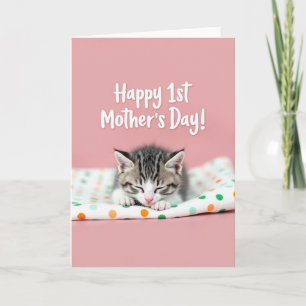 Polka Dot Kitten Nap Card