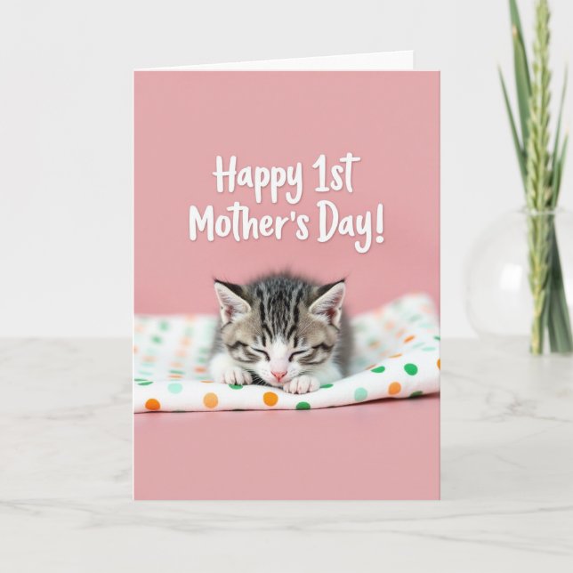 Polka Dot Kitten Nap Card (Front)
