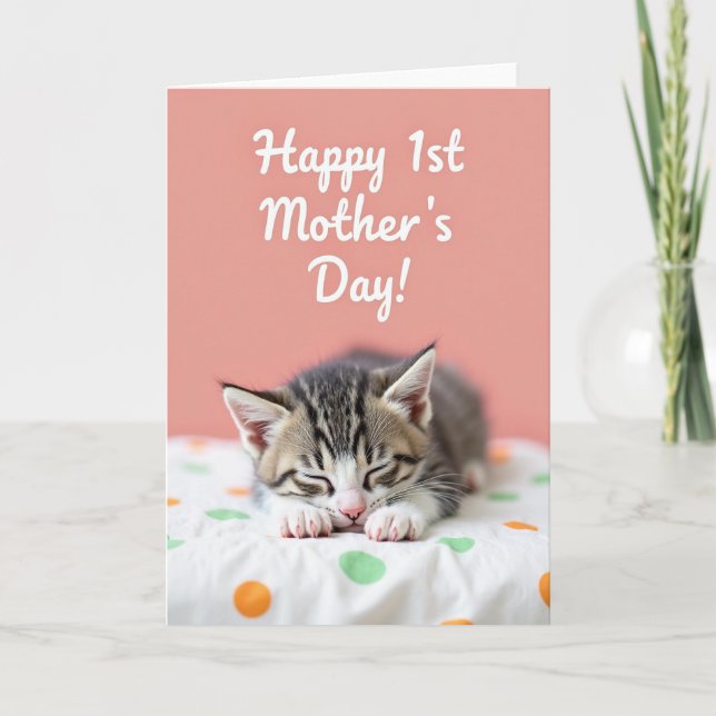 Polka Dot Kitten Naptime Card (Front)