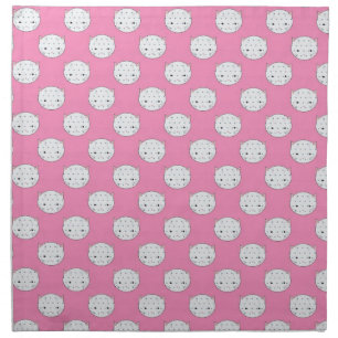 Polka Dot Kitty Pink and White Cat Face Pattern Cloth Napkin