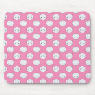 Polka Dot Kitty Pink and White Cat Face Pattern Mouse Pad