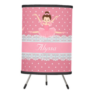 Polka Dot Lace Pink Ballerina Tripod Lamp