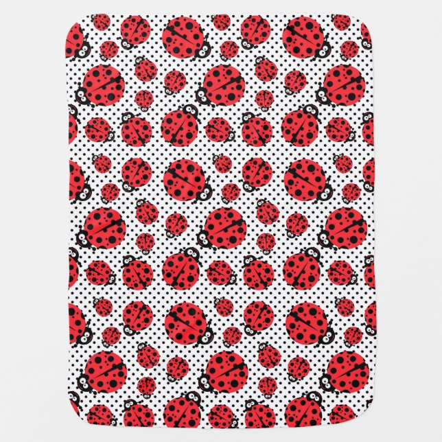 Polka Dot Ladybugs Stroller Blanket (Front)