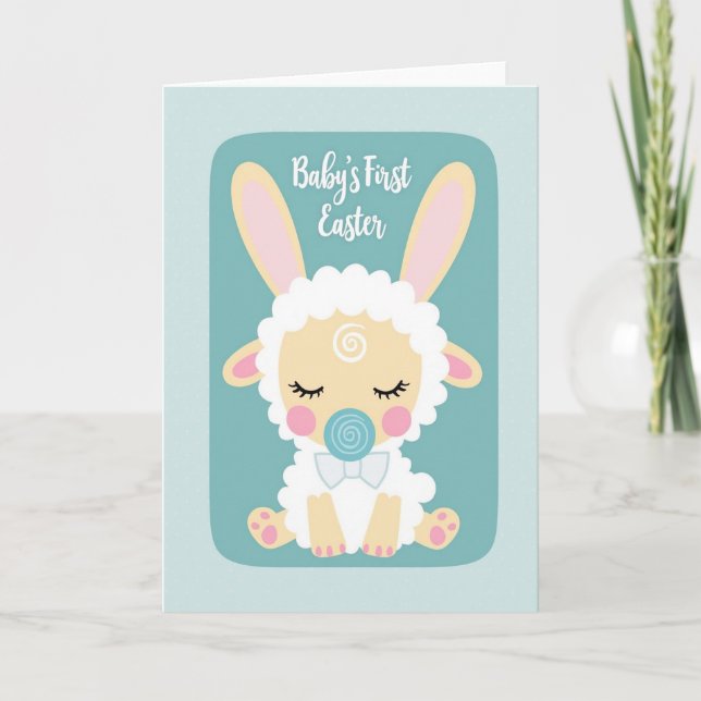 Polka Dot Lamb Baby Card (Front)