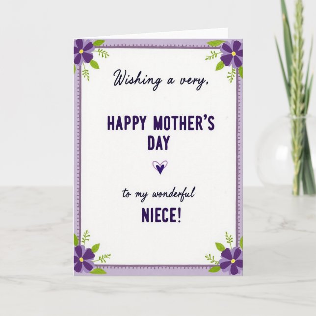 Polka Dot Lavender Floral Card (Front)