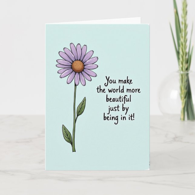 Polka Dot Lavender Flower Card (Front)