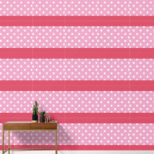Polka Dot Lavender Stripe Peel and Stick Wallpaper Wallpaper