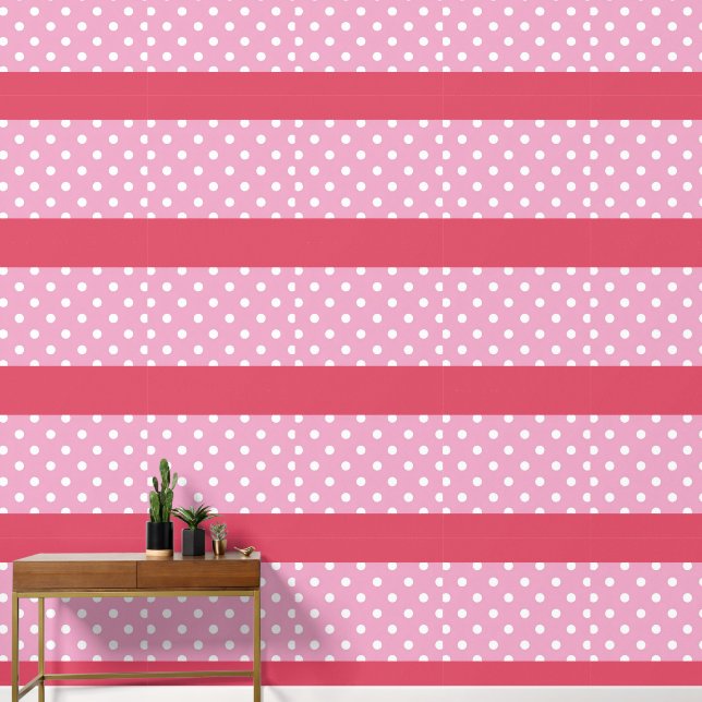Polka Dot Lavender Stripe Peel and Stick Wallpaper Wallpaper (Hallway)
