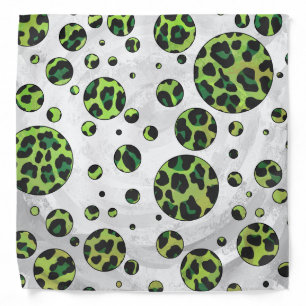 Polka Dot Leopard Black and Green Bandana