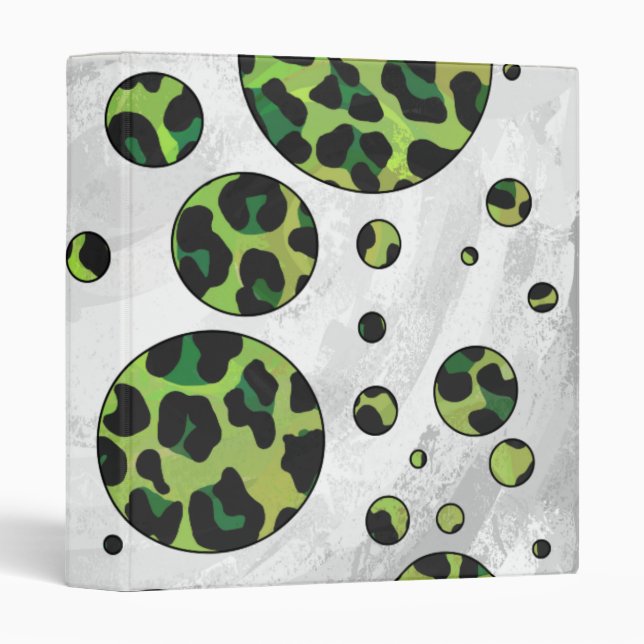 Polka Dot Leopard Black and Green Binder (Front/Spine)