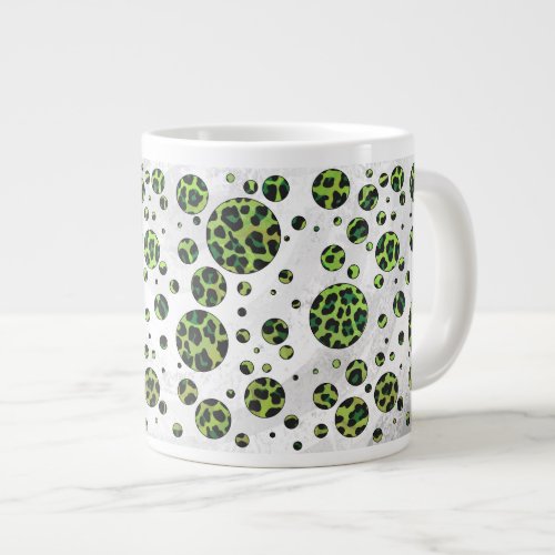 Polka Dot Leopard Black and Green Large Coffee Mug