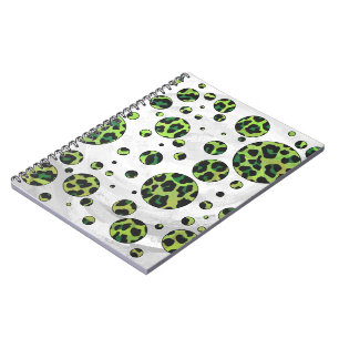 Polka Dot Leopard Black and Green Notebook