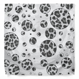 Polka Dot Leopard Black and White Design Bandana