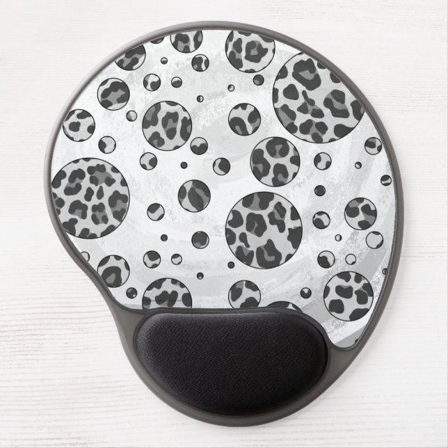 Polka Dot Leopard Black and White Design Gel Mouse Pad (Front)