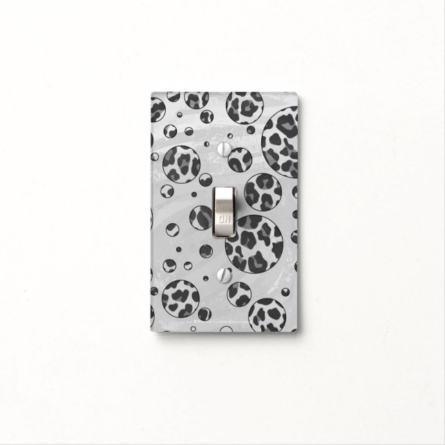 Polka Dot Leopard Black and White Design Light Switch Cover (In Situ)