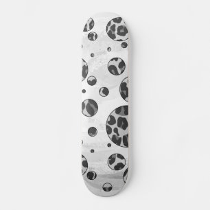 Polka Dot Leopard Black and White Design Skateboard Deck