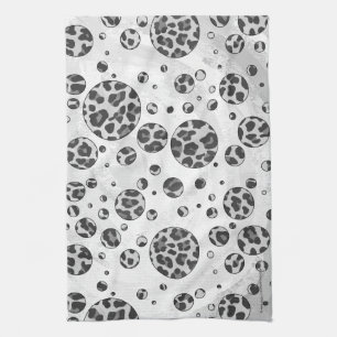 Polka Dot Leopard Black and White Design Towel