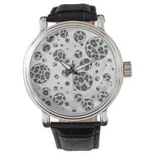 Polka Dot Leopard Black and White Design Watch