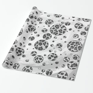 Polka Dot Leopard Black and White Design Wrapping Paper